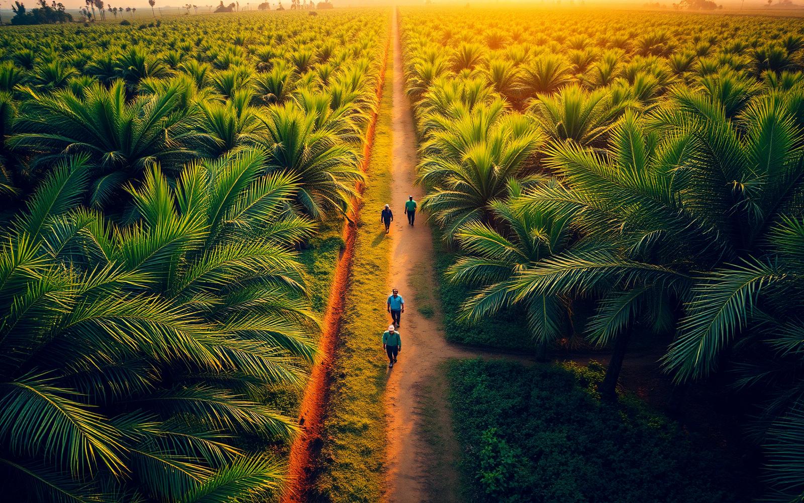 Plantación de palma vista aérea